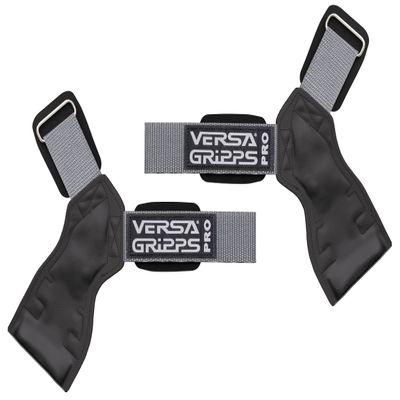 Versa Gripps Pro, Made in USA, Wrist Straps for Weightlifting Alternative, Best Training Accessory, R/L, Silver/Black