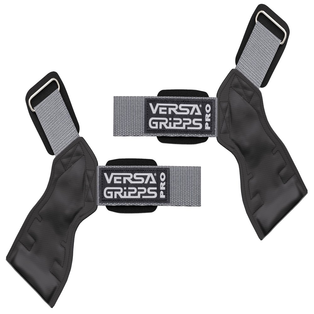 Versa Gripps Pro, Made in USA, Wrist Straps for Weightlifting Alternative, Best Training Accessory, R/L, Silver/Black