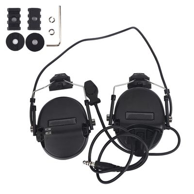 Aimsniper Tactical HeadsetWith Helmet Rail Adapter & MicrophoneNoise Reduction Electronic Sound Pickup Headphones Ear Muffs (BK)