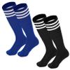 Century Star Toddler Soccer Socks for Girls Boys Baseball Socks Youth Softball Sock Kids Breathable Athletic Socks for Sports 2 Pair Blue & Black White 1-3 Years view 1