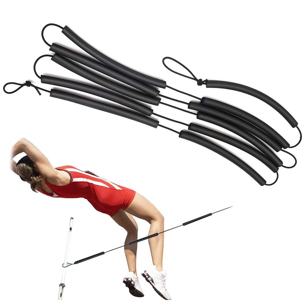 Qivine High Jump Training Equipment, 8FT Long Pole Vault Elastic Bungee Cord, High Jump Bungee Elastic Crossbar with Portable for Beginners Athletes Practice in Track Field Stadiums