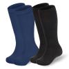 American Trends Kids Soccer Socks Toddler Knee High Tube Socks for Boys Girls School Uniform Striped Long Sports Athletic 2 Pack Black Navy 6-8 Years view 1