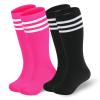 American Trends Kids Toddler Soccer Socks Softball Baseball Football Girls Boys Long Tube Knee High Socks 2 Pack Black Rose Pink White 6-8 Years view 1