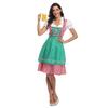 AWIBMK Women German Dirndl Dresses for Women Oktoberfest with Apron Traditional Bavarian Geometric Ruffle Plaid Maid Carnival Beer Festival Outfits Green Red M view 1