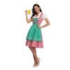 AWIBMK Women German Dirndl Dresses for Women Oktoberfest with Apron Traditional Bavarian Geometric Ruffle Plaid Maid Carnival Beer Festival Outfits Green Red M view 2