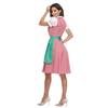 AWIBMK Women German Dirndl Dresses for Women Oktoberfest with Apron Traditional Bavarian Geometric Ruffle Plaid Maid Carnival Beer Festival Outfits Green Red M view 3
