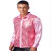 Zaldita Men's Shiny Sequins 70s Disco Shirts Club Dancewear Sparkly Tops Halloween Christmas Outfits Pink Medium view 2