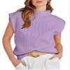 ANRABESS Women's Mock Neck Sleeveless Sweater Vest Casual Cap Sleeve Knit Pullover Tank Tops 2026 Fall Clothes Purple-XL view 1
