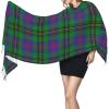 LMNSWDA Scottish Clan Wood Blue Green Tartan Plaid Women's Fashion Cashmere Feel with Tassel Large scarf warm party shawl Wraps view 3