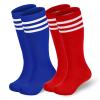 American Trends Kids Toddler Soccer Socks Softball Baseball Football Girls Boys Long Tube Knee High Socks 2 Pack Blue Red White 6-8 Years view 1