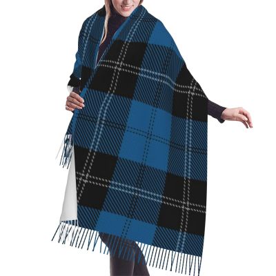 LMNSWDA Scottish Clan Ramsay Ramsey Blue Hunting Tartan Women's Fashion Cashmere Feel with Tassel Large scarf warm party shawl Wraps