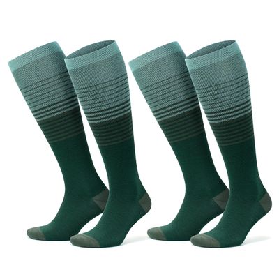 GoWith Unisex Knee High Compression Socks, 15-20 mmHg Rayon Made From Bamboo Socks, Breathable for Men & Women, Green, Large, 2 Pair