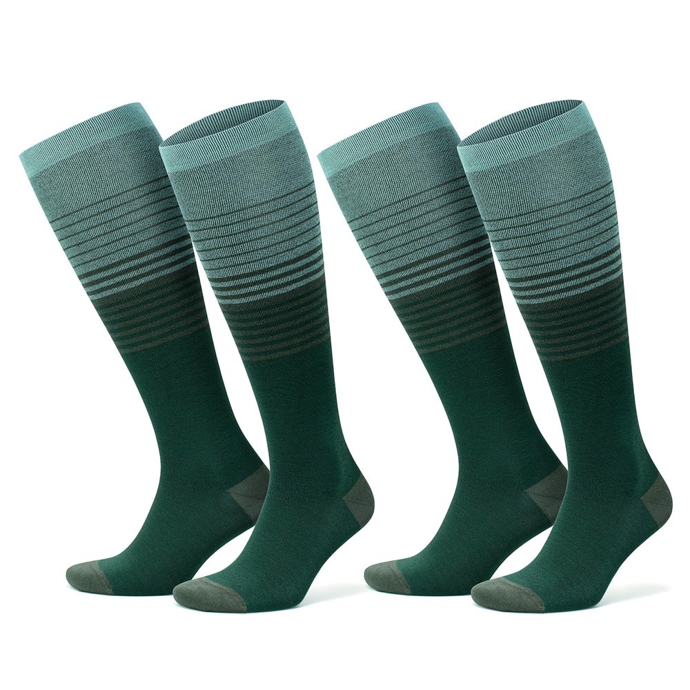 GoWith Unisex Knee High Compression Socks, 15-20 mmHg Rayon Made From Bamboo Socks, Breathable for Men & Women, Green, Large, 2 Pair