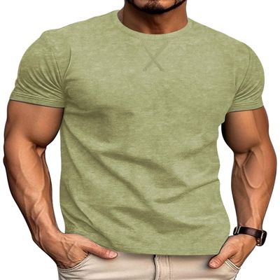 LOGEEYAR Men's Athletic Washed T-Shirts Basic Crew Neck Tees Tops Casual Distressed Cotton T Shirts for Men Army Green
