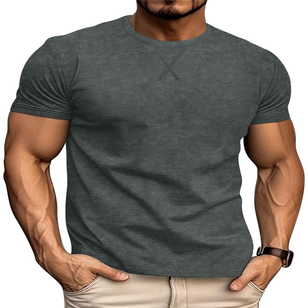 LOGEEYAR Men's Athletic Washed T-Shirts Basic Crew Neck Tees Tops Casual Distressed Cotton T Shirts for Men Dark Grey