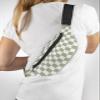 Fanny Pack,Checkerboard Sage Green Checkered Spring Waist Packs with Adjustable Belt,Casual Bag Bum Bags for Travel Sports Running 14"x5" view 4