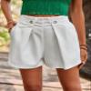 BAWUTZ Solid Slant Pocket Fold Pleated Detail Shorts (Color : White, Size : Large) view 4