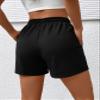 Letter Graphic Drawstring Waist Shorts (Color : Black and White, Size : Large) view 2