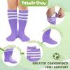 American Trends Purple Kids Toddler Soccer Socks Knee High Tube Soccer Softball Baseball Football Cute Socks for Girls 1 Pack Purple White 6-9 Years view 2