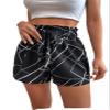 Geo Print Tie Front Paper Bag Waist Shorts (Color : Black, Size : X-Small) view 1