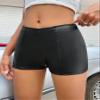 Solid PU Leather Shorts (Color : Black, Size : Large) view 2