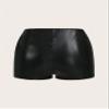 Solid PU Leather Shorts (Color : Black, Size : Large) view 3