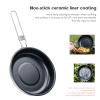 iBasingo 1500ml Titanium Non-stick Frying Pan with Folding Handle 22cm / 8.67" Outdoor Camping Skillet Ultralight Cookware Small Griddles Backpacking Cooking Kit Good for Fired Egg Steak Ti2070C view 3