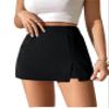 Solid Split Hem Skort (Color : Black, Size : Small) view 1