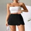 Solid Split Hem Skort (Color : Black, Size : Small) view 3