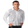 Hularka Men's 70s Disco Shirts Sparkly Sequin Turn-Down Collar Long Sleeve Dance Shirt Clubwear White Medium view 2