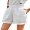 BAWUTZ Paperbag Waist Roll Hem Shorts (Color : White, Size : Large) view 1