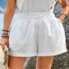 BAWUTZ Paperbag Waist Roll Hem Shorts (Color : White, Size : Large) view 4