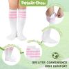 American Trends Girls Knee High Socks Kids Soccer Baseball Football Softball Tube Long Socks for Youth 1 Pack White Pink 6-9 Years view 2