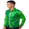 FEESHOW Men's Shiny Sequin Shirt Disco Party Long Sleeve Collar Button Down T-Shirt Clubwear Green Medium view 3