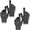 Achiou Winter Gloves for Men Women, 2 Pairs Touch Screen Texting Warm Running Gloves Thermal Soft Knit Lining, Elastic Cuff view 1