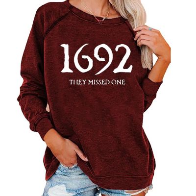 1692 They Missed One Sweatshirt Shirt 1692 They Missed One Shirt Long Sleeve Halloween Crewneck Sweatshirt 1692 They Missed One Shirt Vintage Funny 1692 They Missed One Womens Red