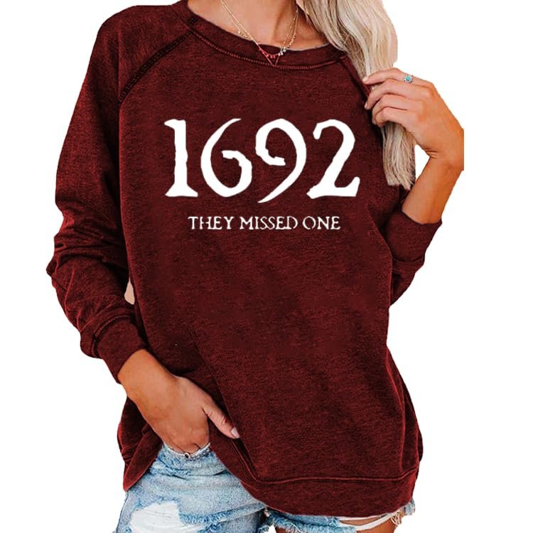 1692 They Missed One Sweatshirt Shirt 1692 They Missed One Shirt Long Sleeve Halloween Crewneck Sweatshirt 1692 They Missed One Shirt Vintage Funny 1692 They Missed One Womens Red