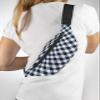 Fanny Pack,Dark Blue and White Plaid Gingham Buffalo Check Adjustable Belt Strap Running Pack for Sports Exercise Walking Hiking Travel 14"x5" view 4