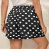Polka Dot Print Belted Shorts (Color : Black and White, Size : X-Large) view 3