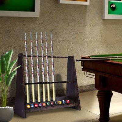 12 Holes-Golf Clubs Billiards Pool Cue Rack, Golf Clubs Billiards Stick Stand Holder, Billiard Golf Club Organizer Display Stand Storage Cue and Balls - Billiards Accessories ( Color : Marrom , Size :