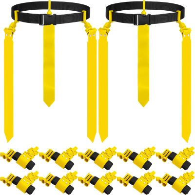 Hungdao 12 Pcs 10/12 Players Flag Football Belts and Flags Adjustable Football Belts for Kids Teens Adults Team Training Sport Event (Yellow)