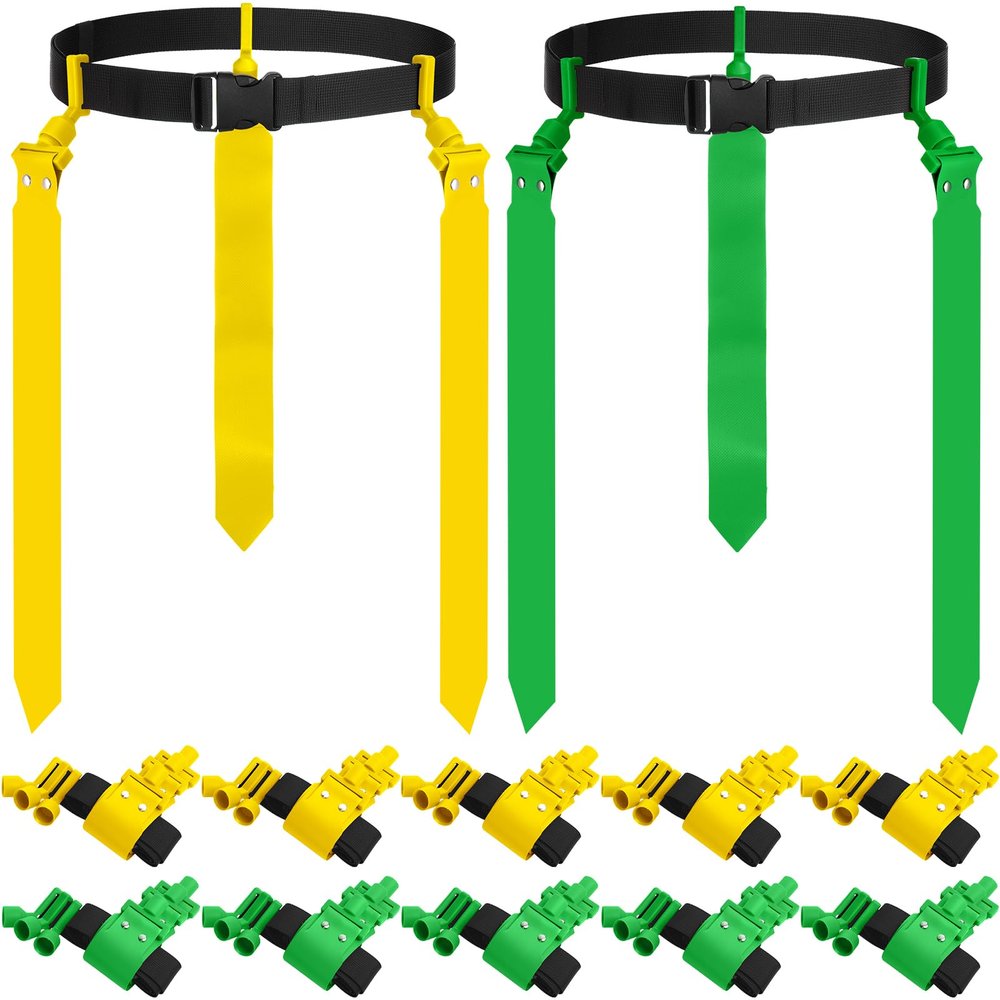 Hungdao 10/12 Players Adjustable Flag Football Belts Set,Yellow, Green