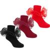 Durio Girls Ruffle Socks Toddler Girl Socks With Big Double Lace Ruffle Colorful Frilly Dress Socks for Toddler Girls Kids Red&Wine Red&Black 8-10 Years 3 Pairs view 1