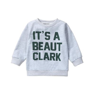 YINGISFITM Toddler Baby Girl Boy Christmas Outfit Crewneck Sweatshirt Long Sleeve Sweater Shirt Pullover Top Fall Clothes (Grey-It's a Beaut Clark,6-12 Months)