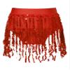 JEATHA Girls Sequin Latin Jazz Dance Costume Sleeveless Halter Neck Crop Top with Tassels Fringed Skirt Bottom Red Bottom 16 Years view 1