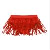 JEATHA Girls Sequin Latin Jazz Dance Costume Sleeveless Halter Neck Crop Top with Tassels Fringed Skirt Bottom Red Bottom 16 Years view 3