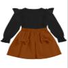 EuquixZeph Toddler Girl Clothes 1T 2T Stylish Baby 12-18 month girls clothes Ruffle Black Long Sleeve Knit Sweater Shirt Brown Mini Plain Skirt Set Fall Winter Outfits 18-24month girls view 1
