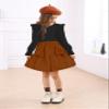 EuquixZeph Toddler Girl Clothes 1T 2T Stylish Baby 12-18 month girls clothes Ruffle Black Long Sleeve Knit Sweater Shirt Brown Mini Plain Skirt Set Fall Winter Outfits 18-24month girls view 2