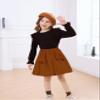 EuquixZeph Toddler Girl Clothes 1T 2T Stylish Baby 12-18 month girls clothes Ruffle Black Long Sleeve Knit Sweater Shirt Brown Mini Plain Skirt Set Fall Winter Outfits 18-24month girls view 3