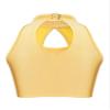 JEATHA Girls Sequin Latin Jazz Dance Costume Sleeveless Halter Neck Crop Top with Tassels Fringed Skirt Bottom Yellow Top 12 Years view 2
